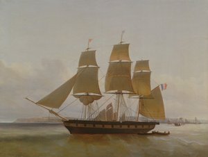 1846 में पोर्ट ऑफ ले हाव्रे में थ्री मस्टेड बोट द्वारा जीन डोमिनिक ड्रोइन