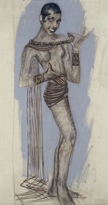 जोसेफीन बेकर - एक महत्वपूर्ण लाह पैनल के लिए एक मैक्वेट, c.1927 (कागज पर पेंसिल) द्वारा जीन डुनंड