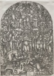 सर्वनाश: एक असंख्य भीड़ जो सिंहासन से पहले खड़ी होती है, 1555। द्वारा जीन ड्वेट