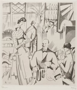 बिस्टो में डिनर (बिस्टरो में डिनर), 1923 (विंग पेपर पर उत्कीर्ण)