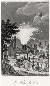 जार्डिन डे टिवोली में आतशबाज़ी का प्रदर्शन, c.1826 द्वारा जीन फ्रेंकोइस गार्नेरे