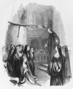 Paraclete में एबेलार्ड उपदेश, &39;लेट्रेस डी-हेलोइस एट डीबेलार्ड&39;, 1839 (उत्कीर्णन) (बीडब्ल्यू फोटो) से चित्रण द्वारा जीन फ्रेंकोइस गिगौक्स