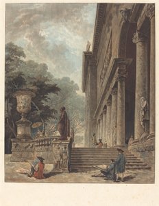पलाज़ो मेडिसी के कोलोनेड और गार्डन और पलाज़ो मेडिसी के गार्डन, सी। 1776. द्वारा जीन फ्रेंकोइस जेनिनट