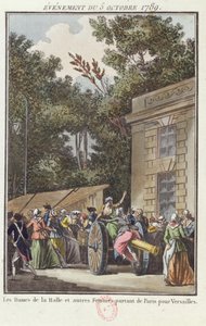 लेस हॉल की महिलाओं ने 5 अक्टूबर 1789 को वर्साय में मार्च किया द्वारा जीन फ्रेंकोइस जेनिनट