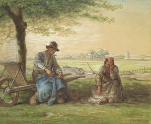 किसानों को आराम, c.1866 (कागज पर पेंसिल और पेस्टल)
