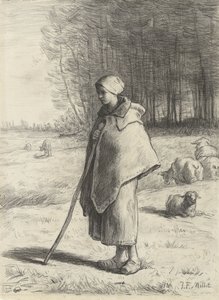 चरवाहा, 1860-69 (कागज पर चाक) द्वारा जीन फ्रेंकोइस बाजरा