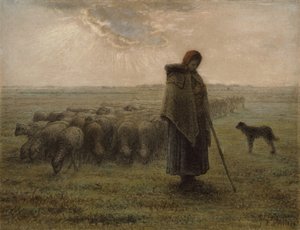 शेफर्ड एंड हर झुंड, 1862-63 द्वारा जीन फ्रेंकोइस बाजरा