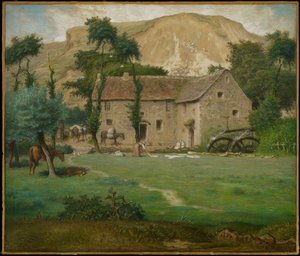 फार्म हाउस, c.1867-69 (वोव पेपर पर पेस्टल, बोर्ड पर रखा गया) द्वारा जीन फ्रेंकोइस बाजरा