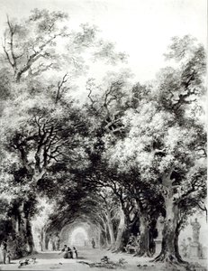 छायादार गली, c.1773-74 (कागज पर सीपिया धोना) द्वारा जीन ऑनर फ्रैगनार्ड
