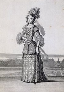 महिला बैले पोशाक, जीन बेरेन द एल्डर (1637-1711), फ्रांस द्वारा उत्कीर्ण
