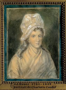 चार्लोट कॉर्डे का पोर्ट्रेट (1768-1793) जीन जैक्स हाउर (1751-1829) द्वारा 18 वीं शताब्दी की पेंटिंग। वर्साय। लैम्बिनेट संग्रहालय