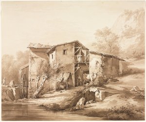 वॉटरमार्क के साथ लैंडस्केप, सी, 1790। द्वारा जीन जैक्स डी बोइसियू
