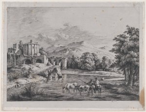 वेस्टा के मंदिर का दृश्य, 1774। द्वारा जीन जैक्स डी बोइसियू