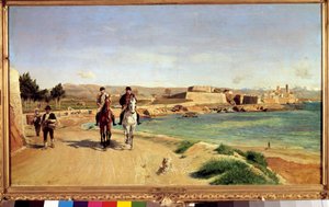 एंटिबीज, घुड़सवारी। कलाकार और उनके बेटे चार्ल्स (1848-1917), चित्रकार। अर्नेस्ट मीसोनियर की पेंटिंग (1815-1891) द्वारा जीन लुइस अर्नेस्ट मीसोनियर