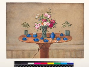 फिर भी फूलों की एक फूलदान और एक चाय सेवा के साथ जीवन, 1810