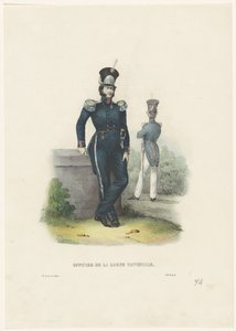 नेशनल गार्ड के अधिकारी, 1828 नेशनल गार्ड के अधिकारी (वस्तु पर शीर्षक) बेल्जियम की वेशभूषा: प्राचीन और आधुनिक, सैन्य, नागरिक और धार्मिक, 1830 (श्रृंखला का शीर्षक) द्वारा जीन बैप्टिस्ट एम्ब्रोज़ मार्सेलिन जोबार्ड