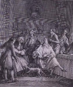 पीए मार्टिनी (1739-97) द्वारा उकेरा गया द जेंटलमैन ड्रेसिंग रूम