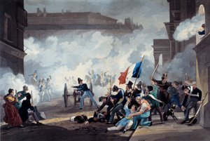 1830 की क्रांति: 28 जुलाई को पैलेस-रॉयल पर कब्जा करने के दौरान इकोले पॉलीटेक्निक के एक छात्र ने तोप का एक टुकड़ा जब्त किया