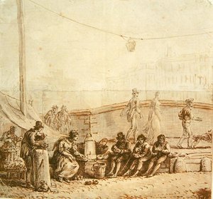पोंट-नेफ पर कॉफी विक्रेता, 1819 द्वारा जीन पियरे नॉर्ब्लिन