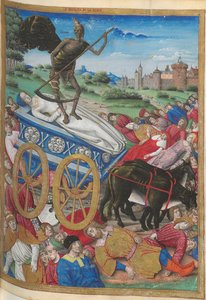 मौत की जीत: लौरा की मौत। पेट्रार्क, लेस ट्रायम्फ्स, 1500-1505 से लघु। द्वारा जीन सर्पिन