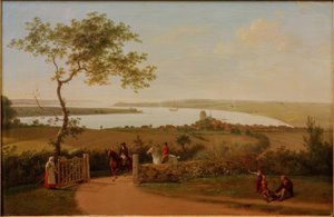 Middelfart . के पास एक पहाड़ी से लिटिल बेल्ट का दृश्य द्वारा जेन्स जुएल