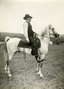 होमर डेवनपोर्ट कार्टूनिस्ट अपने अरबी घोड़े पर, c.1905-12 (जिलेटिन सिल्वर फोटो) द्वारा जेसी टार्बो बील्स