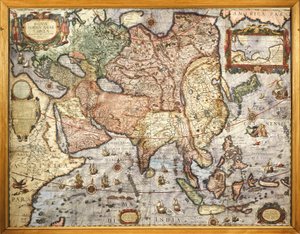 कार्टोग्राफी, एशिया का नक्शा। जोआन ब्लेयू (1596-1673) द्वारा एटलस से, 1686 में छपा द्वारा जोन ब्लाउ