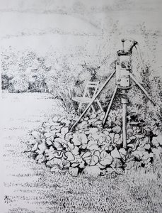 द गार्डन पंप, 1973 (लकड़ी का कोयला) द्वारा जोन थेवेसी