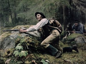 एल्क हंटिंग, 1889 द्वारा जोहान तीरेन