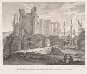 ट्रायर में रोमन स्नान का आंतरिक दृश्य, 1826।