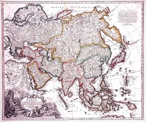 एशिया माइनर, अरब और जापान, c.1725 (रंगीन उत्कीर्णन) द्वारा जोहान बैप्टिस्टा होमन