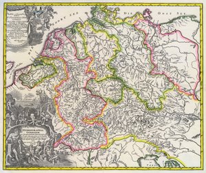 जर्मनी का हाइड्रोग्राफिक मानचित्र, लगभग 1720 (उत्कीर्णन)