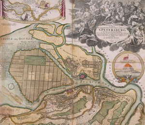 पीटर्सबर्ग सेंट पीटर्सबर्ग मास्टर प्लान का मानचित्र, ca. 1718-1719