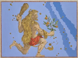 अलेक्जेंडर मैयर (1559-c.1616) 1603 (हाथ से रंगे तांबे के उत्कीर्णन) द्वारा उत्कीर्ण जोहान बेयर द्वारा &39;यूरेनोमेट्रिया&39; से हरक्यूलिस लायन पेल्ट का नक्षत्र।