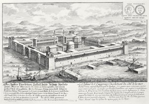 पैलेस ऑफ डायोक्लेटियन (245-313), स्प्लिट, यूगोस्लाविया, &39;डिजाइन ऑफ ए हिस्टोरिक आर्किटेक्चर&39; से, 1721 द्वारा एर्लाच के जोहान बर्नहार्ड फिशर