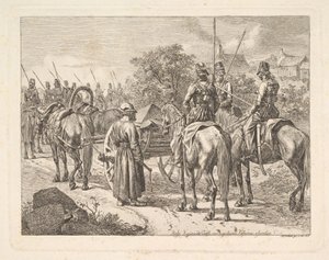 रेजिमेंटल कैसोन, 1815 को एस्कॉर्ट करते हुए कोसैक्स। द्वारा जोहान क्रिश्चियन एरहार्ड