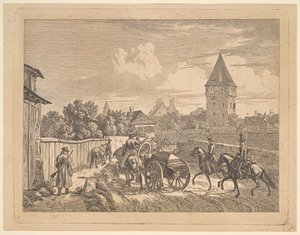 रेजिमेंटल कैसोन, 1816 में रूसी लांसर्स एस्कॉर्टिंग।