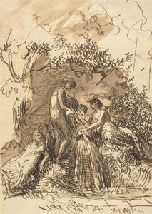 एक फाउंटेन में युवा लड़कियां, c.1790-99 द्वारा जोहान क्रिश्चियन रेनहार्ट