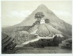 हुबर्ट क्लर्जेट (1818-99) 1866 द्वारा उत्कीर्ण u मेक्सिको के प्राचीन स्मारक ’से मंदिर, क्रॉस, पेलेंक के मंदिर का सुंदर दृश्य