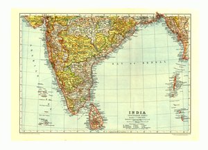भारत के दक्षिणी भाग का मानचित्र, c1910 द्वारा जोहान जॉर्ज जस्टस पर्थेस