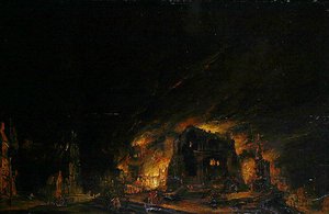 आग, c.1760 (लकड़ी पर तेल) द्वारा जोहान जॉर्ज ट्रॉटमैन