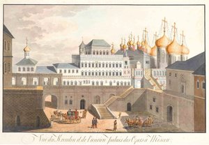 मास्को में क्रेमलिन का दृश्य। द टेरम पैलेस, 1813 द्वारा जोहान गॉटलीब लोहरर