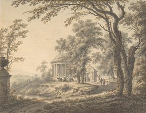 मंदिर के साथ रमणीय लैंडस्केप, 1770।