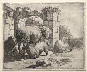 भेड़ आर्क के खंडहर के पास, 1665। द्वारा जोहान हेनरिक रोज