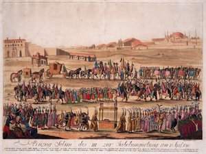 13 अप्रैल 1789 को गिरर्डिंग द सेबर में सुल्तान सेलिम III (1761-1808) का प्रवेश - लोशेंकोहल, जोहान हिरोनिमस (1753-1807) - 1789 - नक़्क़ाशी, जल रंग - 38,6x50,2 - निजी संग्रह द्वारा जोहान हिरोनिमस लोसेचनकोहल