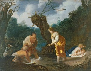 लाटोना ने किसानों को मेंढकों में बदल दिया, c.1644 (तांबे पर तेल) द्वारा जोहान हल्समैन