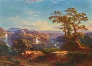 तिवोली और झरने का दृश्य। 1860