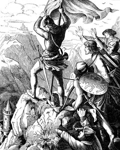 बावरिया का ओटो I, ई। डुलर, 1840 द्वारा गेशिच डेस डेट्सचेन वोक्स से वेरोना चित्रण के पास सम्राट की एक हार को रोकता है। द्वारा जोहान जैकब किरचॉफ