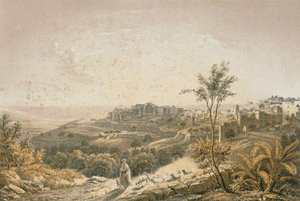 यरूशलेम का दृश्य। बर्नट्ज एट अलिये - स्टिंकोपक जेएफ एडिटोर द्वारा नक़्क़ाशी द्वारा जोहान मार्टिन बर्नट्ज