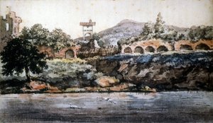 रोमा - टीबर का दृश्य, गोएथे का जल रंग। एसडी 19 वी सदी। द्वारा जोहान वोल्फगैंग वॉन गोएथे